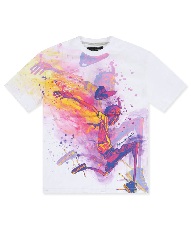 GFA Manassehy Leap of Faith SS Knit Cropped Fit Tee - Bleach White