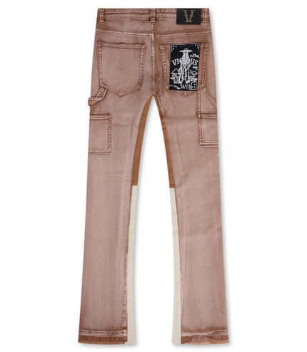 Vicious Denim Carpenter Flare Denim W/ Star & Rhinestone Details - Brown