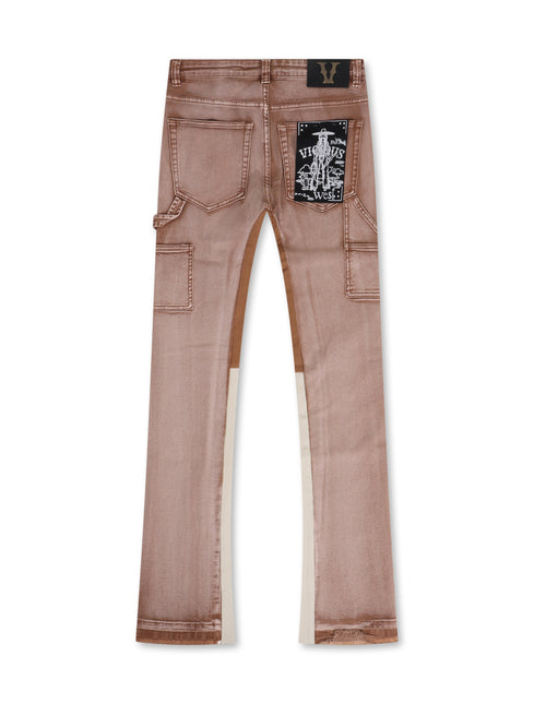 Vicious Denim Carpenter Flare Denim W/ Star & Rhinestone Details - Brown