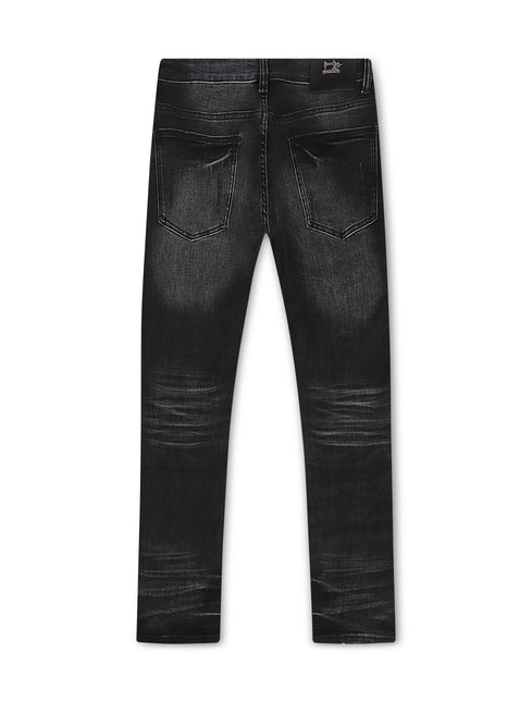 Damati Distressed Slim Fit Stretch Jeans - Black Washed