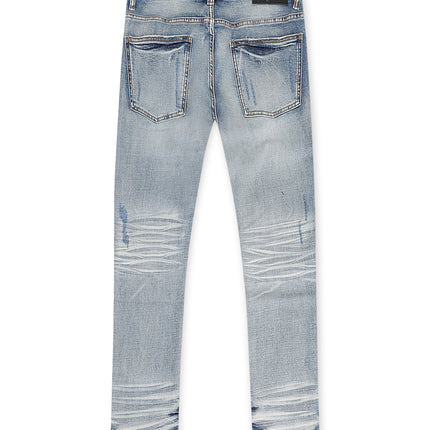 Damati  Distressed Slim Fit Stretch Jeans - Light Blue
