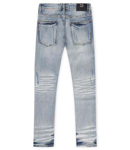 Damati  Distressed Slim Fit Stretch Jeans - Light Blue