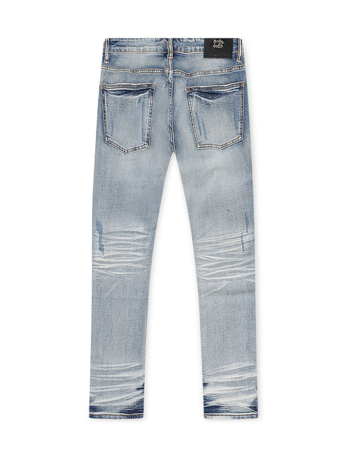 Damati  Distressed Slim Fit Stretch Jeans - Light Blue