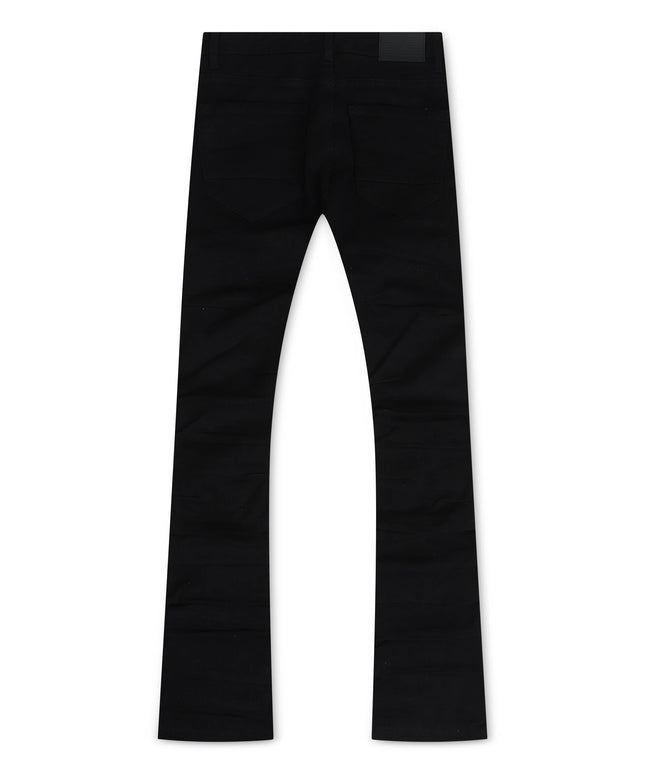 Jordan Craig  Pleated Side Seam Shredded Stacked Jean - Jet Black