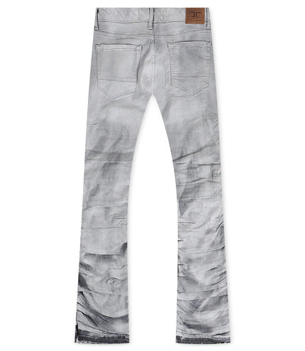 Jordan Craig  Pleated Side Seam Shredded Stacked Jean - Arctic Grey