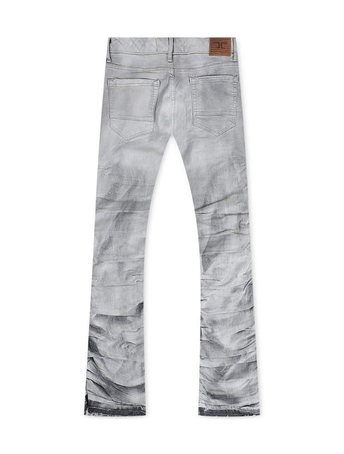 Jordan Craig  Pleated Side Seam Shredded Stacked Jean - Arctic Grey