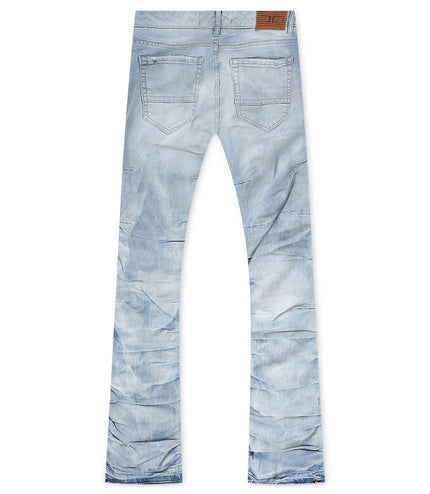 Jordan Craig  Pleated Side Seam Shredded Stacked Jean - Ice Blue