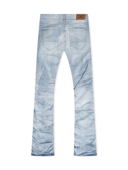 Jordan Craig  Pleated Side Seam Shredded Stacked Jean - Ice Blue