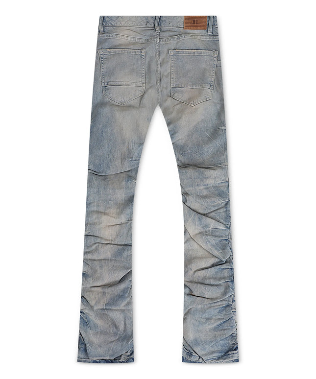 Jordan Craig  Pleated Side Seam Shredded Stacked Jean - Cream Wash