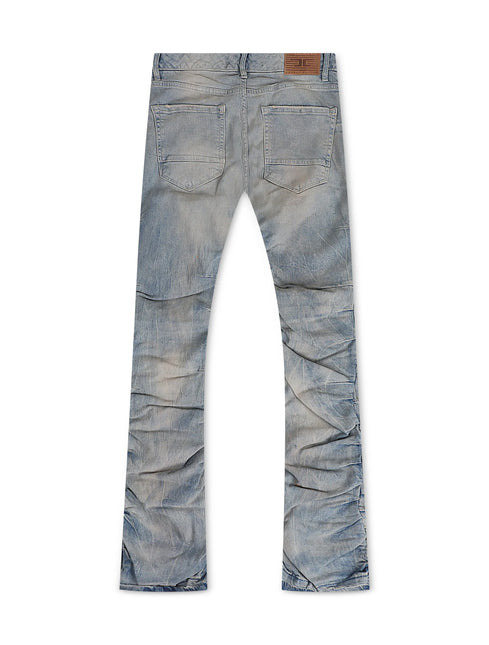 Jordan Craig  Pleated Side Seam Shredded Stacked Jean - Cream Wash