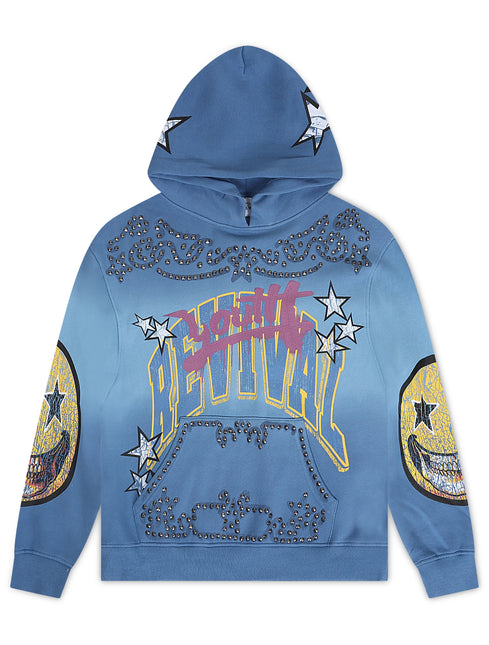 Smoke Rise Oversized Fleece Hoodie - Blue