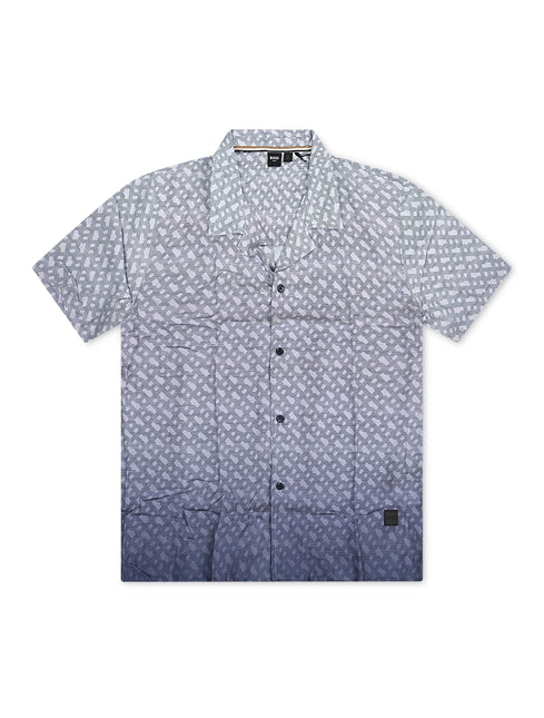 Boss Degradé Monogram Print Button Up - Blue