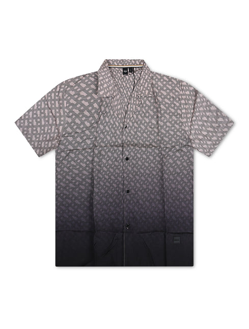 Boss Degradé Monogram Print Button Up - Brown