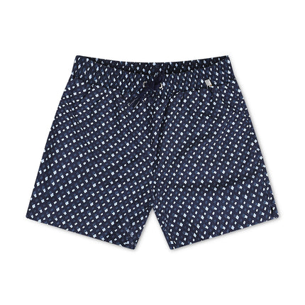 Boss Monogram Print Swim Shorts - Blue