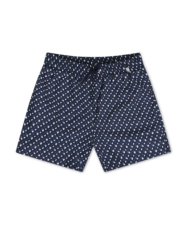 Boss Monogram Print Swim Shorts - Blue