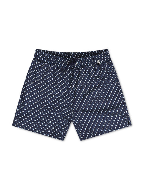 Boss Monogram Print Swim Shorts - Blue