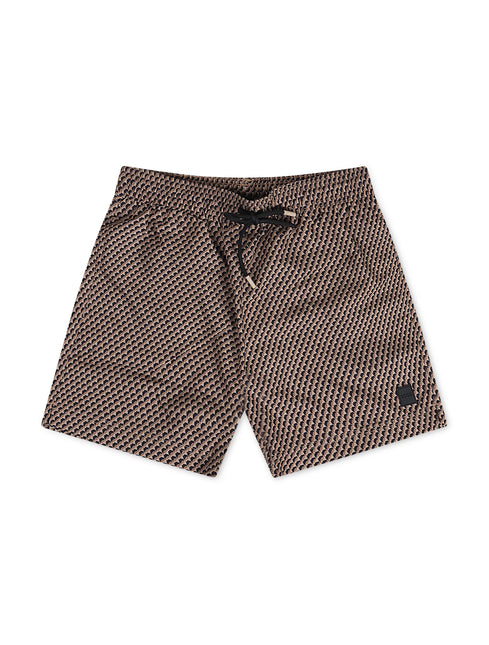 Boss All Over Print Swim Shorts - Brown