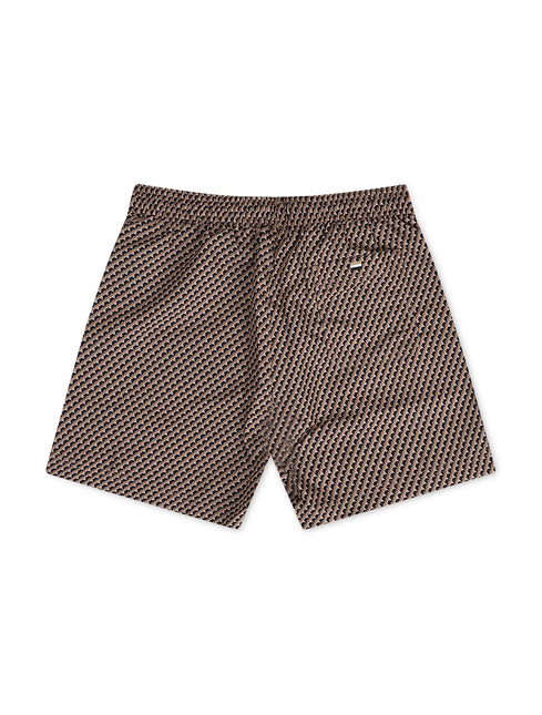 Boss All Over Print Swim Shorts - Brown