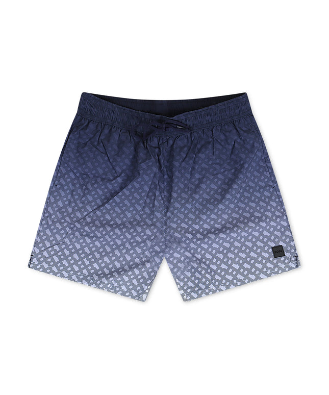 Boss Degradé Monogram Print Shorts - Dark Blue