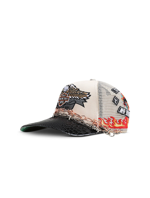 GasNYC Snakeskin Honor The Gas Trucker Hat - Cream