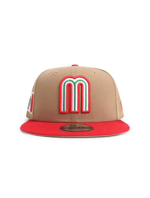 New Era 950 Mexico M Flag Hat - Khaki/ Scarlet