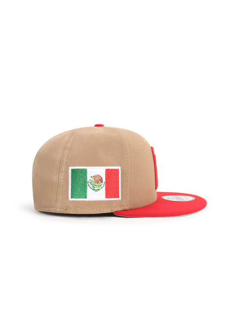 New Era 950 Mexico M Flag Hat - Khaki/ Scarlet