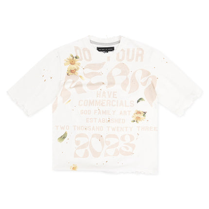 GFA Manassehy Peach Pit Knit Cropped Tee - White