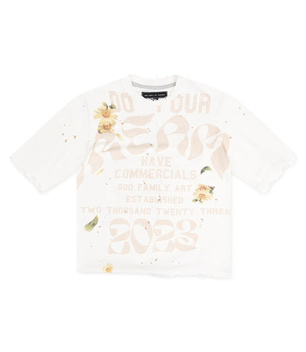 GFA Manassehy Peach Pit Knit Cropped Tee - White