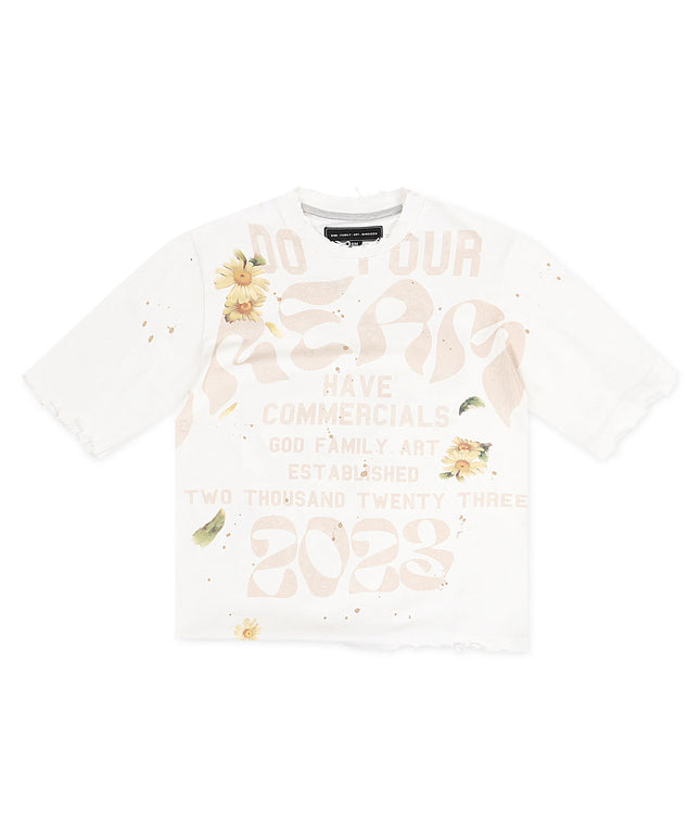 GFA Manassehy Peach Pit Knit Cropped Tee - White