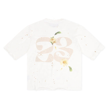 GFA Manassehy Peach Pit Knit Cropped Tee - White