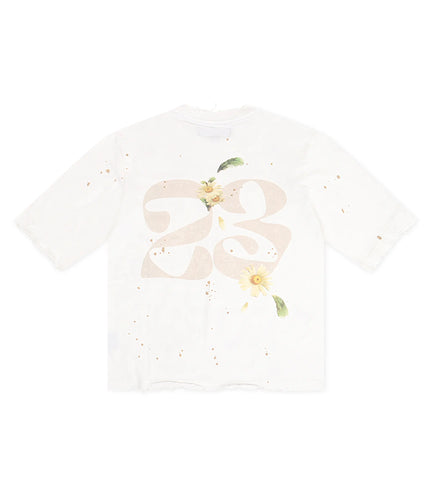 GFA Manassehy Peach Pit Knit Cropped Tee - White