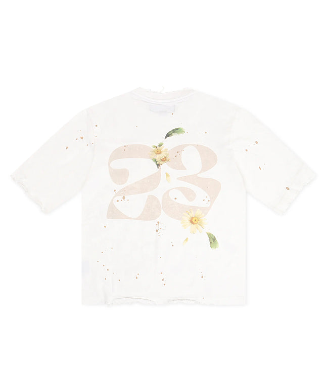 GFA Manassehy Peach Pit Knit Cropped Tee - White