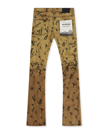 VALABASAS V-SCRABBLE STACKED JEANS - CHAMOIS