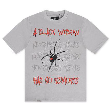 November Reine A Black Widow Heavyweight Tee With Stones - Grey