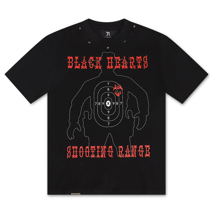 November Reine Black Hearts  Heavyweight Tee - Black/Red