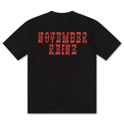 November Reine Black Hearts  Heavyweight Tee - Black/Red