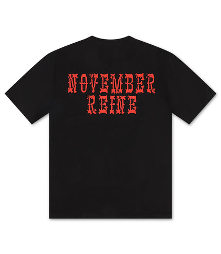 Camiseta de peso pesado November Reine Black Hearts - Negra/Roja