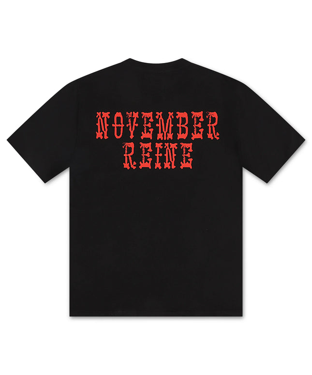 Camiseta de peso pesado November Reine Black Hearts - Negra/Roja