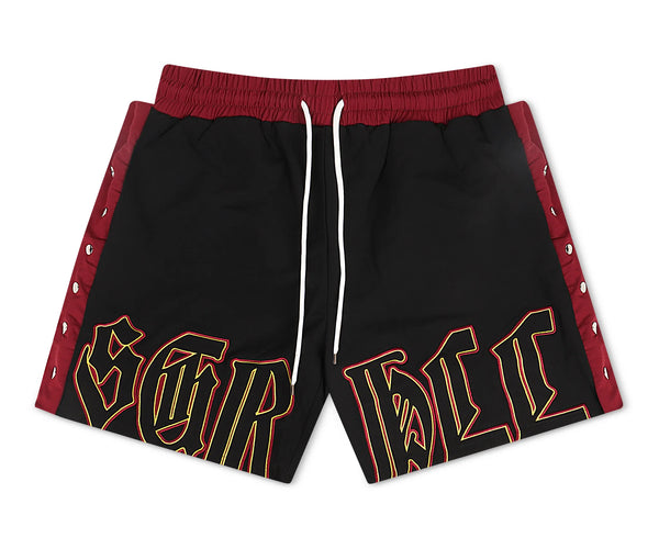Sugarhill Magnolia Snap Shorts - Maroon/Black - Denim Exchange