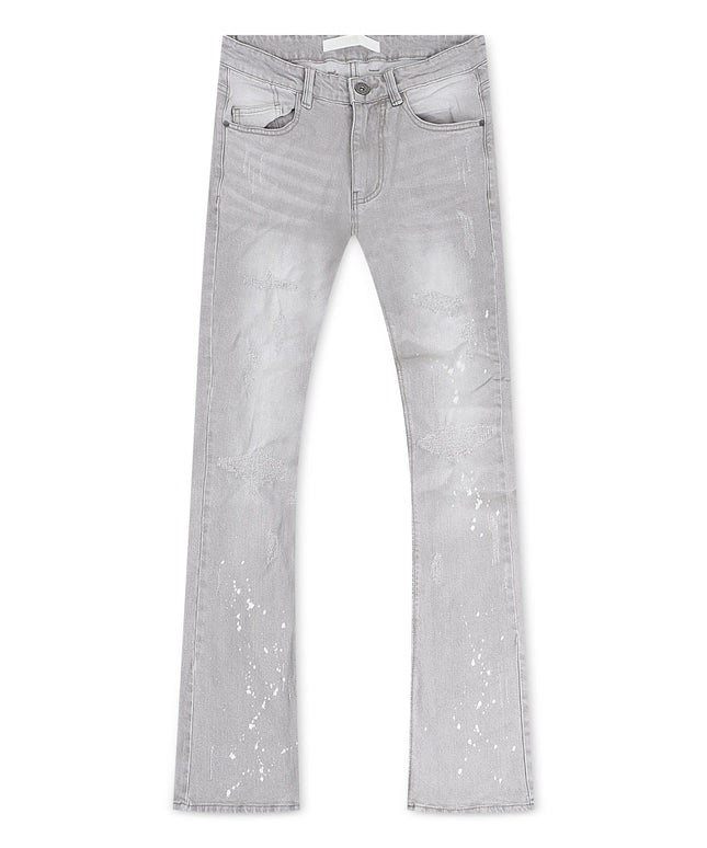 Kdnk Mens Distressed Skinny Flare Jeans - Grey