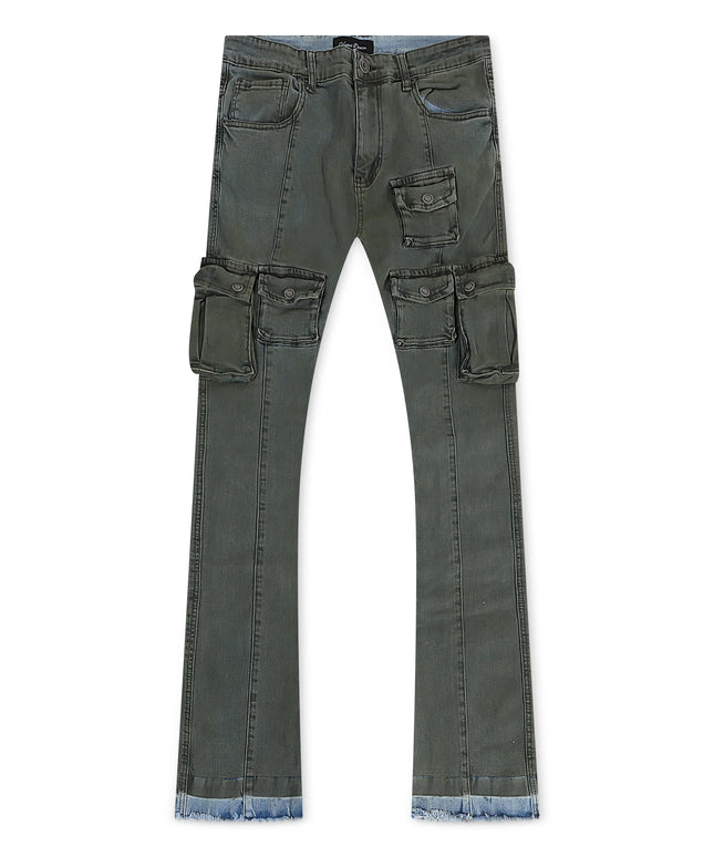 Vicious Denim Cargo Stacked Jeans - Olive