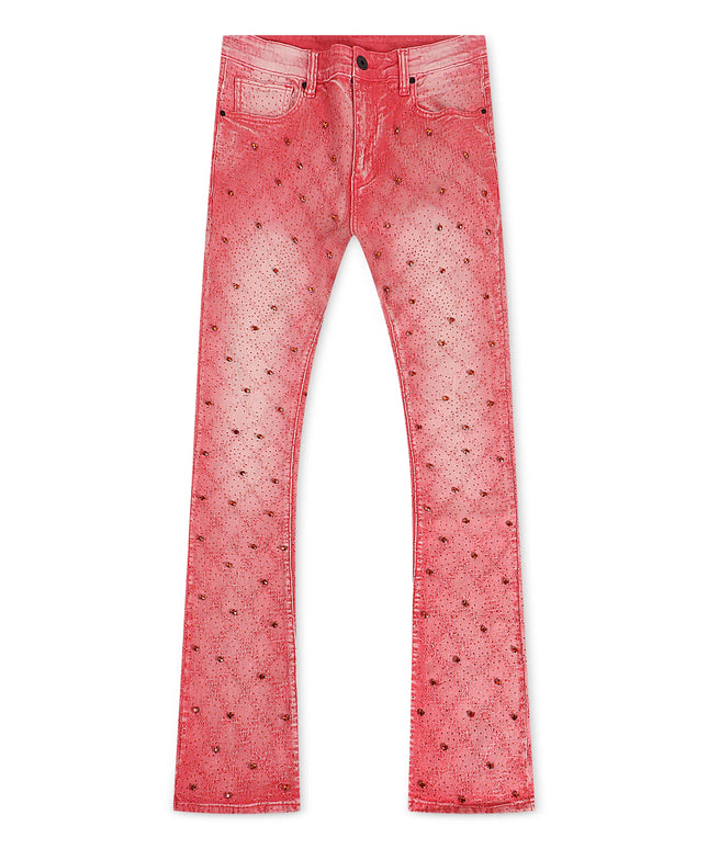 Vicious Denim Rhinestone Flare Jeans - Pink