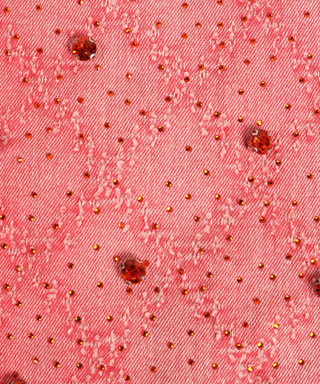 Vicious Denim Rhinestone Flare Jeans - Pink