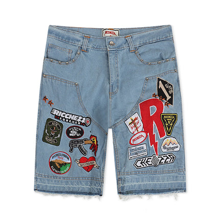 Ricchezza Patched Up Short - Denim Blue - denim exchange