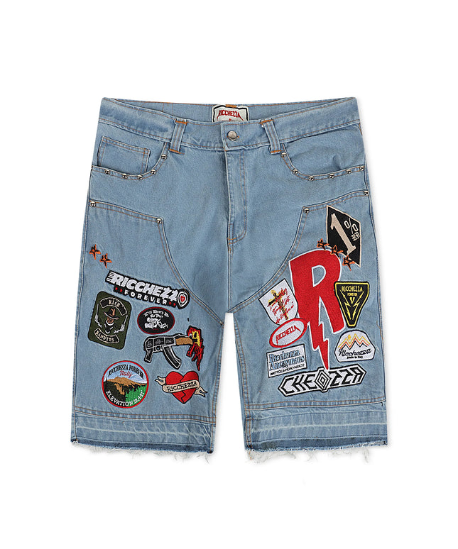 Ricchezza Patched Up Short - Denim Blue