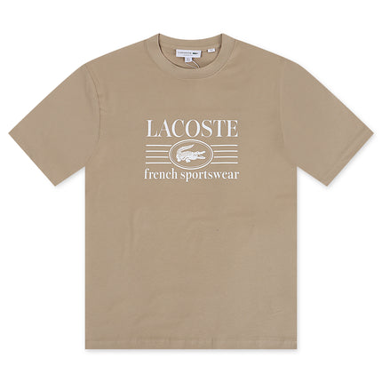 Lacoste Classic Fit Cotton Print Jersey Tee - Taupe