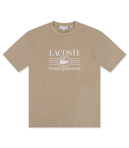 Lacoste Classic Fit Cotton Print Jersey Tee - Taupe