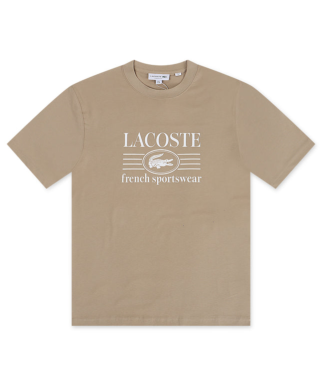 Lacoste Classic Fit Cotton Print Jersey Tee - Taupe