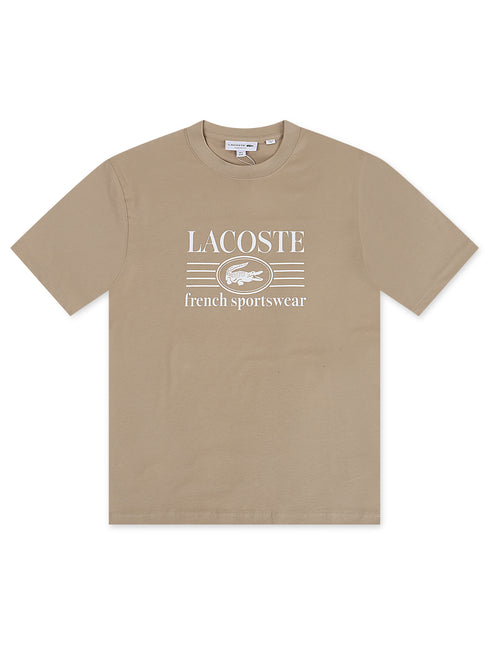 Lacoste Classic Fit Cotton Print Jersey Tee - Taupe