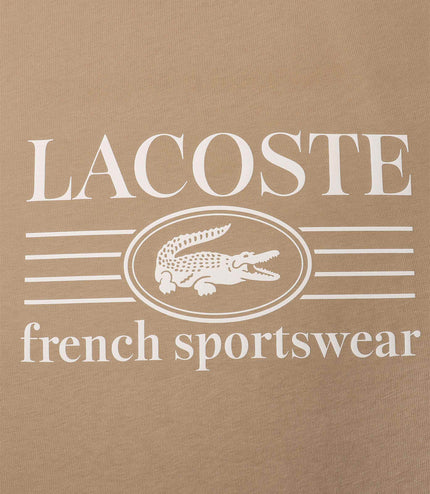 Lacoste Classic Fit Cotton Print Jersey Tee - Taupe